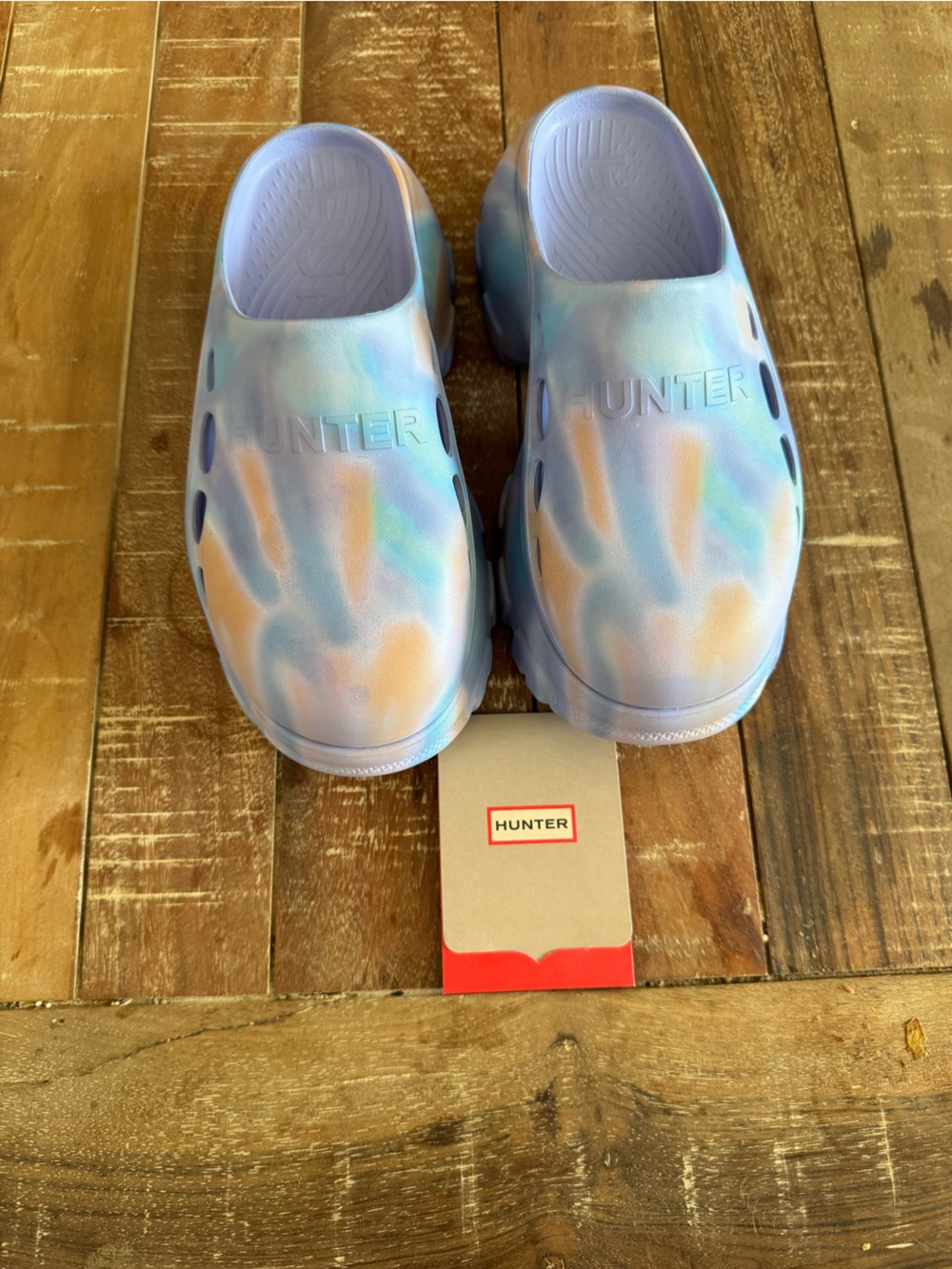 Hunter Tie Dye Platform Clogs Size 8 Pastel Slip On Rubber Chunky - Picture 10 of 10
